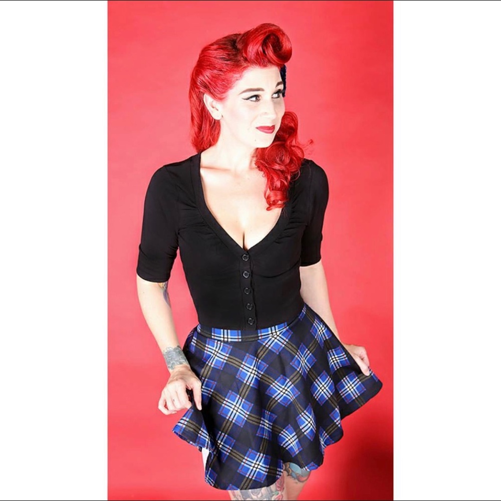 NEW blue plaid mini skirt
